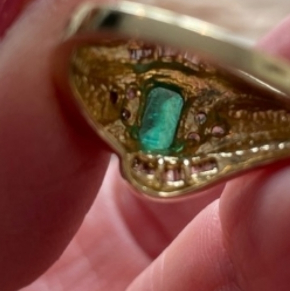 10k adl stamped real emerald with real baguettes and chip diamonds 💎 - Picture 1 of 7
